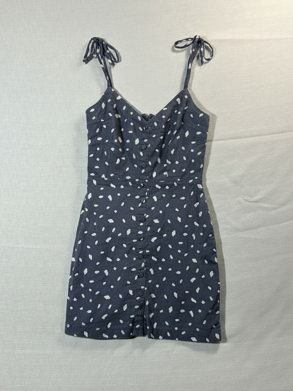 Abercrombie & Fitch Women’s XS Blue/gray Polkadot Spag Strap Mini Dress Pockets